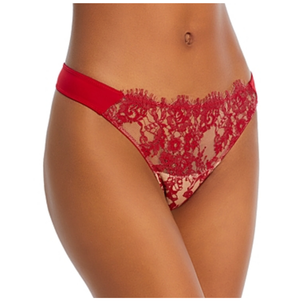 Skarlett Blue Women Entice Thong Red Lipstick/Nylon Size XL